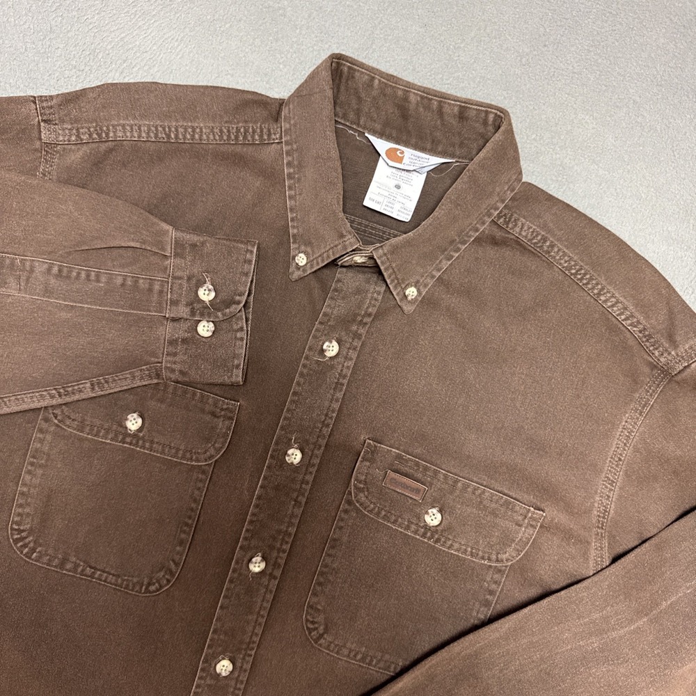 VTG Carhartt Oakman Shirt Mens L Discontinued Workwear 90s USA Made 100% Cotton